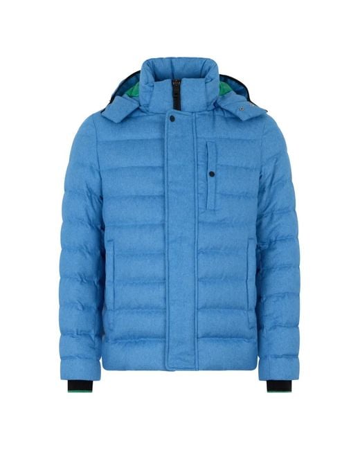 Herno Blue Quilted Hooded Jacket for men