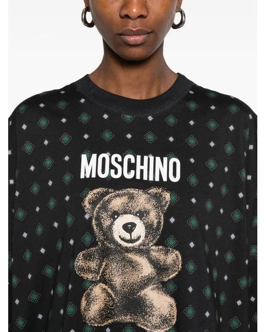 Moschino Black Moschino Bear-Print Mini Dress