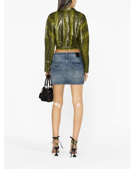 Off-White c/o Virgil Abloh Blue Logo-Patch Denim Mini Skirt
