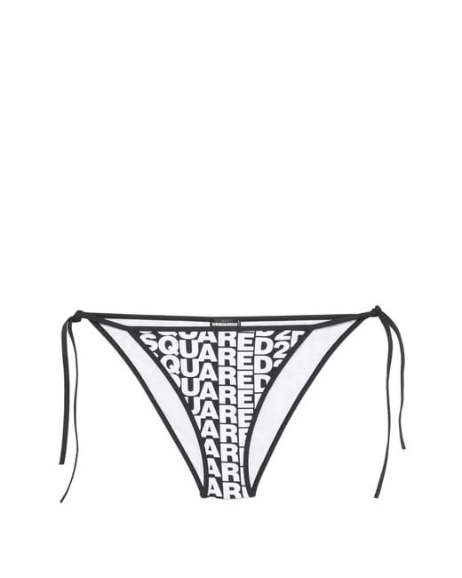 DSquared² White Logo-Print Side-Tie Briefs