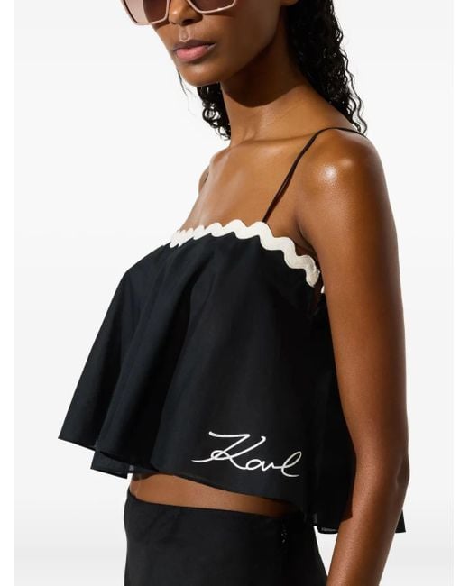 Karl Lagerfeld Black Cropped Top