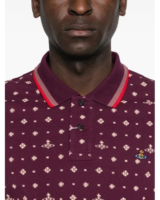 Vivienne Westwood Purple Deep Polo Shirt With Contrasting Collar And Tailored Fit for men
