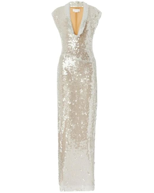 Genny White Sleeveless Sequin Maxi Dress