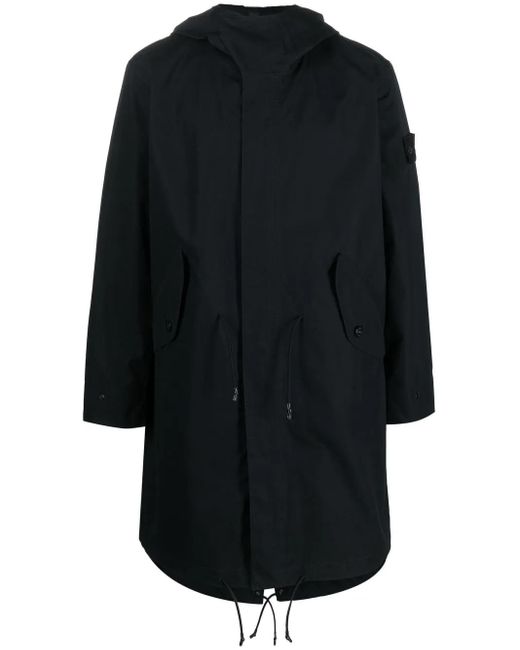 Stone Island Black Compass-Patch Long-Sleeved Coat for men
