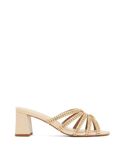 Nicoli Natural Embellished Strappy Mules