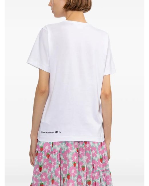 Comme des Garçons White Strawberry Print Top