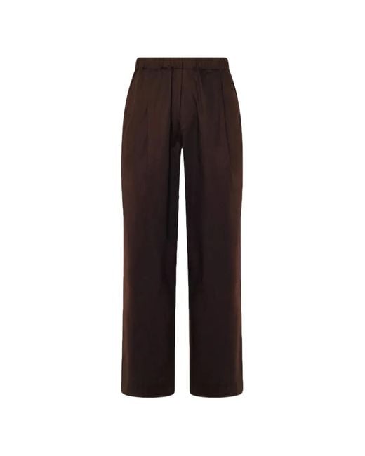 Laneus Brown Elasticated-Waistband Wide-Leg Trousers for men