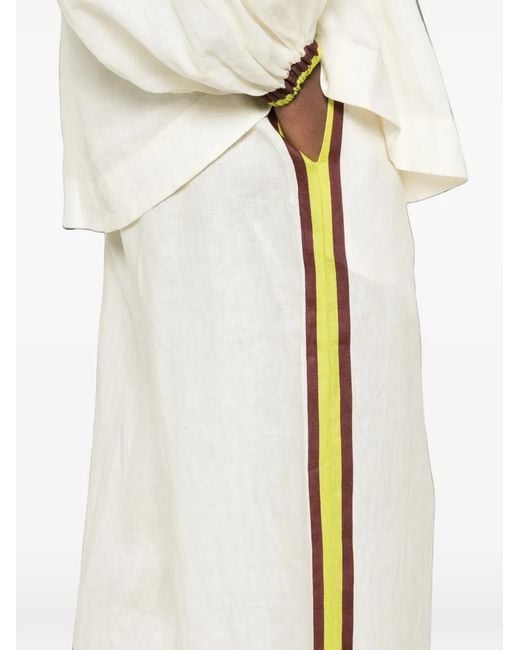 ALÉMAIS White Phyllis Floral-Print Striped Palazzo Pants