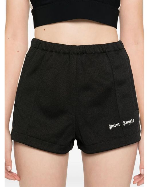 Palm Angels Black Embroidered-Logo Shorts
