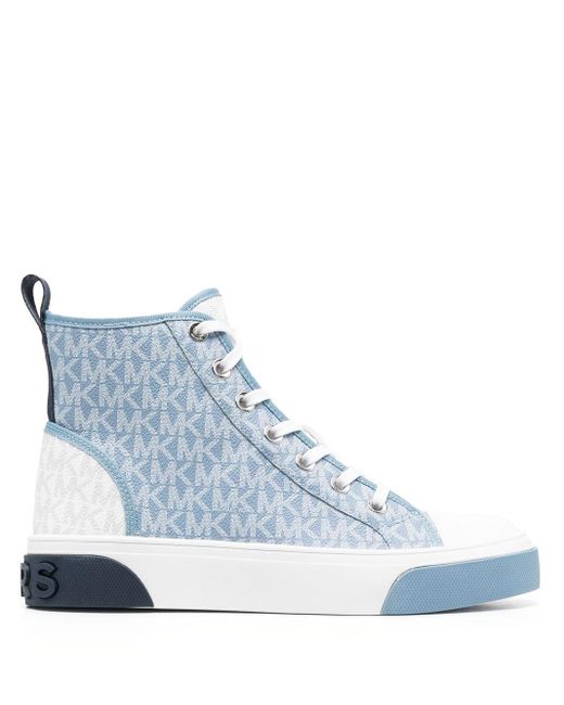 MICHAEL Michael Kors Blue Monogram-pattern High-top Sneakers