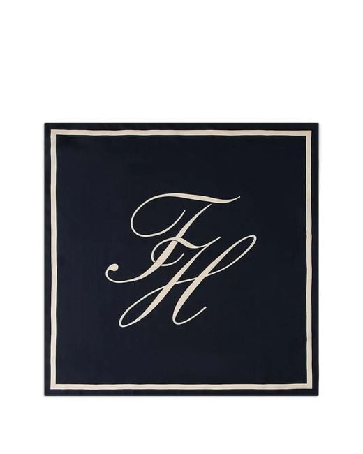 Tommy Hilfiger Blue Logo-Print Scarf