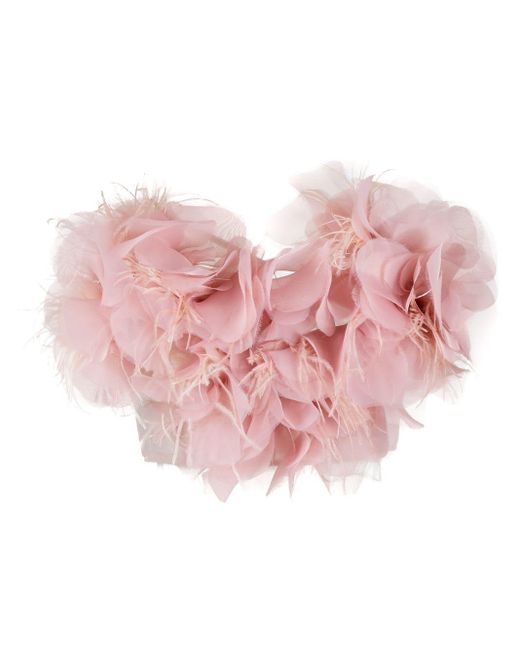 Loulou Pink Bandeau Feather Tulle Top