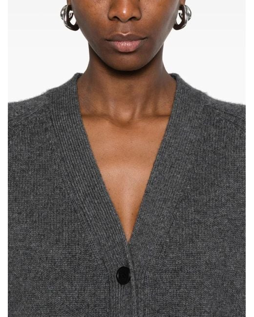 Isabel Marant Gray Brat V-Neck Knitted Cardigan