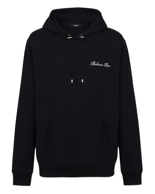 Felpa Con Cappuccio E Logo di Balmain in Blue da Uomo