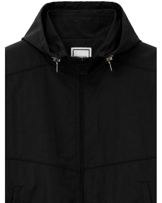 Wooyoungmi Black Layered-Sleeve Hooded Jacket for men