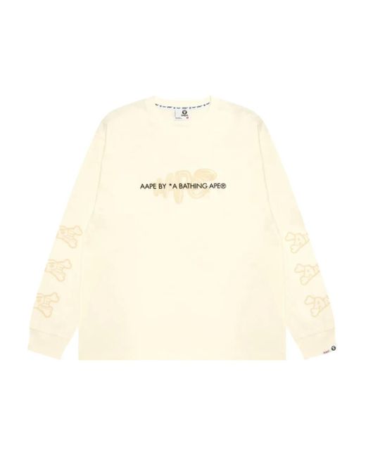Aape By A Bathing Ape Natural Graphic-Print Long-Sleeve T-Shirt for men