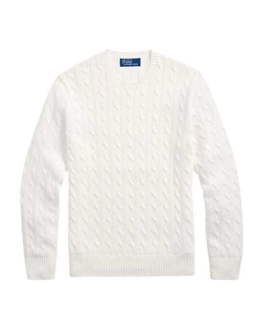 メンズ Ralph Lauren ケーブルニット セーター White