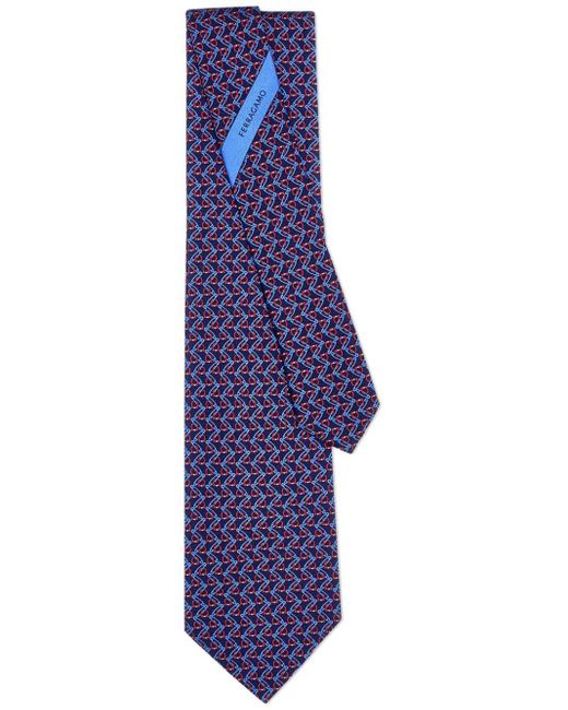 Ferragamo Purple Graphic-print Silk Tie for men