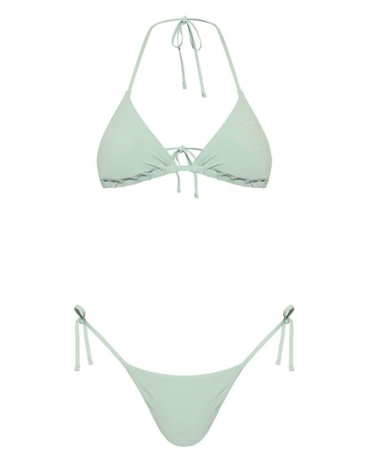Emporio Armani Green Triangel-Bikini mit Logo