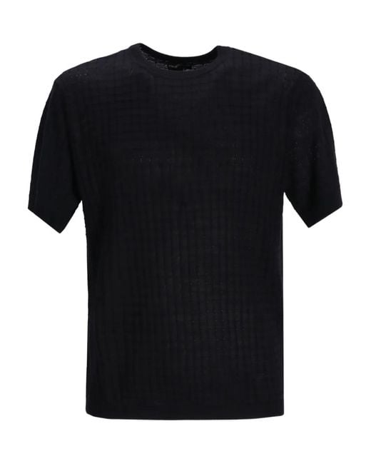 Emporio Armani Black Short Sleeves Round Neck Sweater Clothing for men