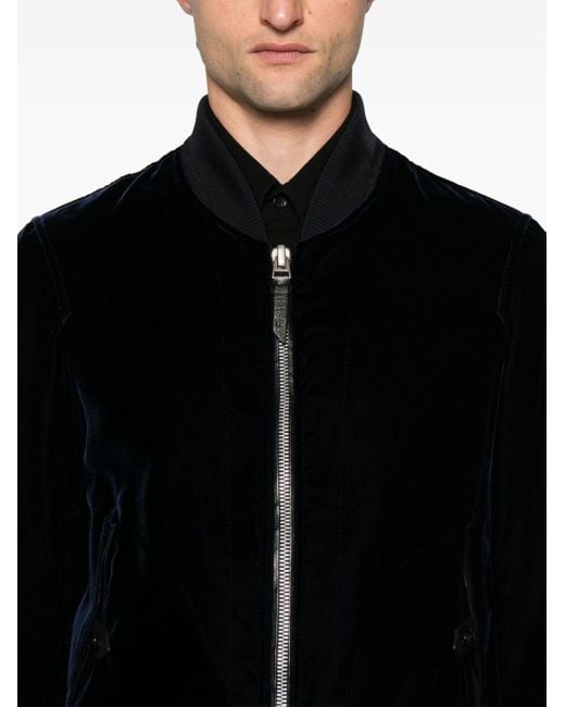 Tom Ford Black Velvet Bomber Jacket - Men's - Cupro/viscose/cotton for men