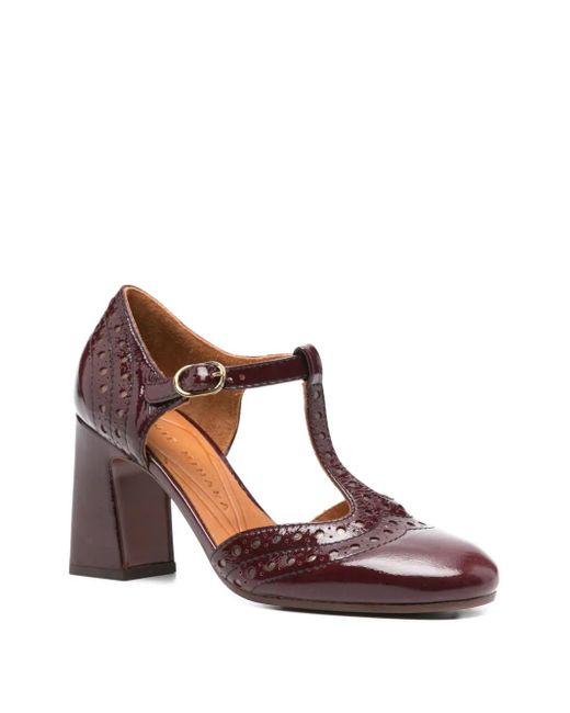 Chie Mihara Brown 80Mm Mante T-Bar Perforated Pumps