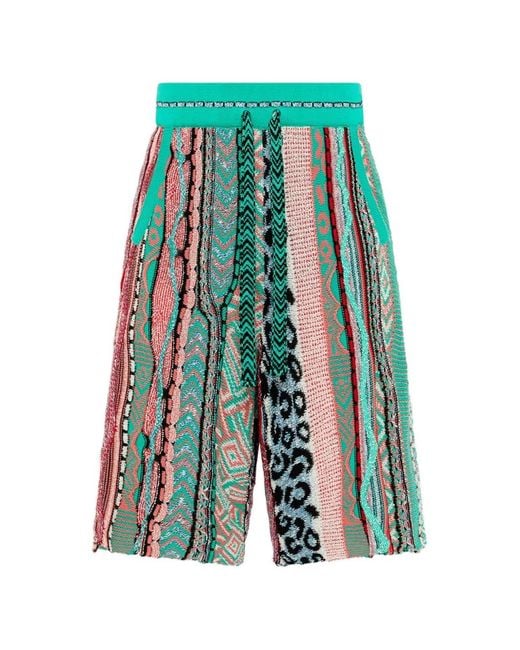 Laneus Green Knitted Patterned Shorts for men