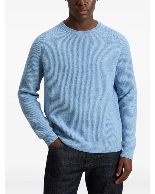 Woolrich Blue Rib-Knit Crew-Neck Sweater for men