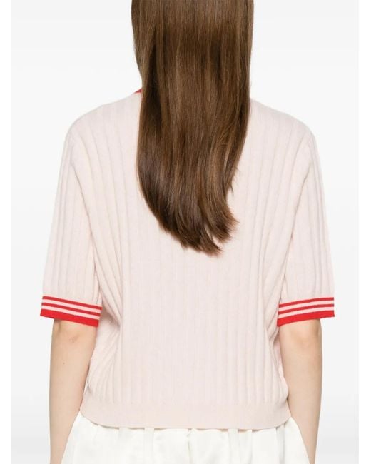 Soft Goat Pink Striped Polo Top