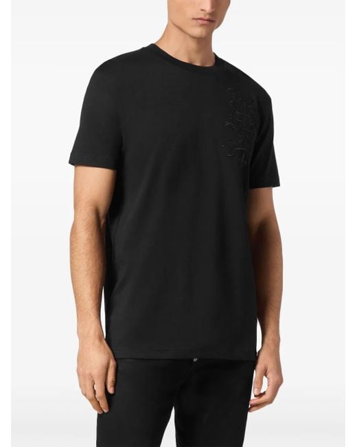 Philipp Plein Black Ss Gothic Plein T-Shirt for men