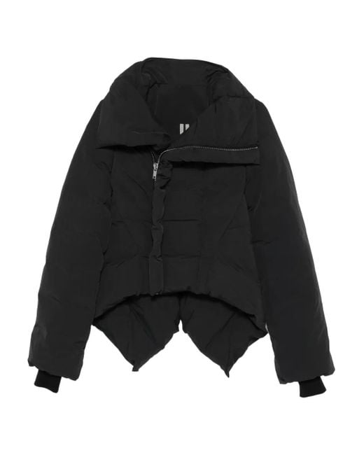 Rick Owens Black Asymmetrical Quilted Jacket