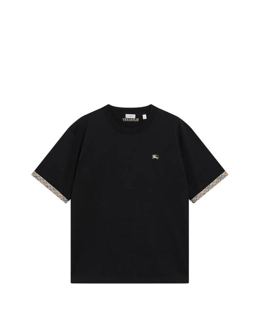 Burberry Black Ryan Check-Trim T-Shirt for men