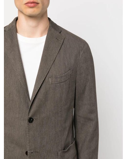 Boglioli Brown Notched-Lapels Single-Breasted Blazer for men