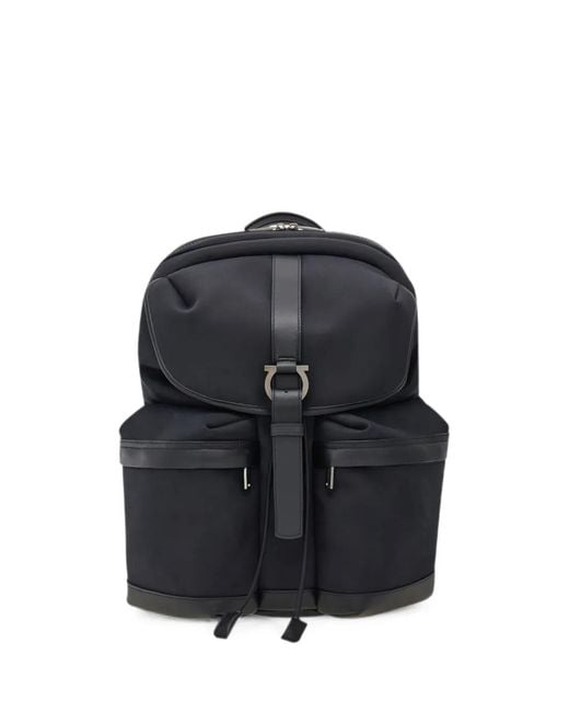 Ferragamo Black Canvas Backpack for men