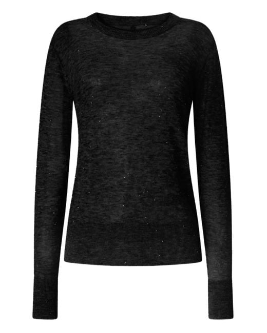 Genny Black Crew-Neck Long-Sleeve Sweater