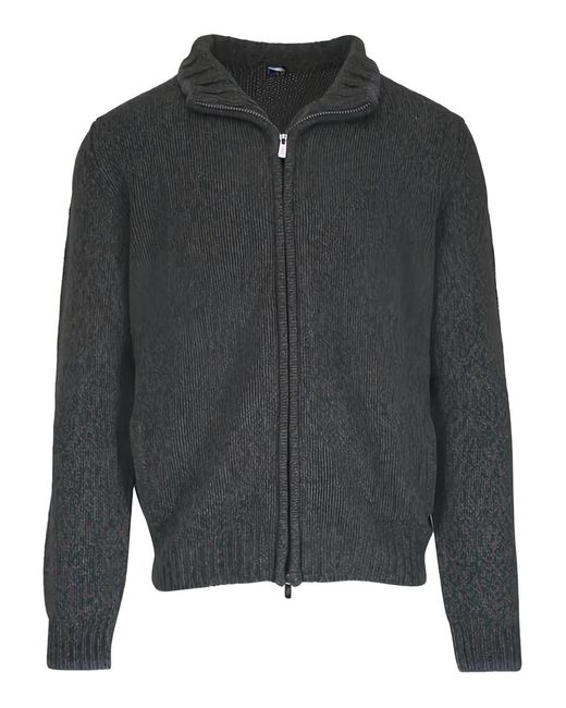 Fedeli Gray Zip Collared Cardigan for men