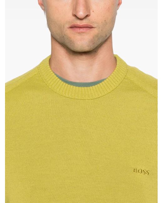 Boss Yellow Logo-Embroidered Sweater for men