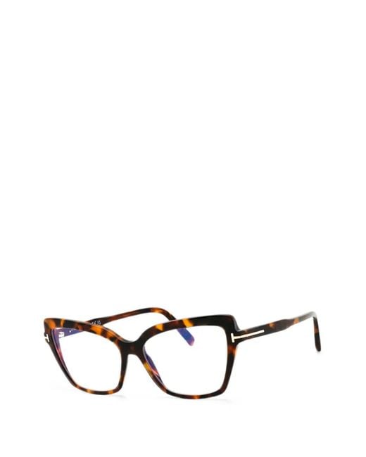 Tom Ford Black Tortoiseshell-Effect Cat-Eye Glasses