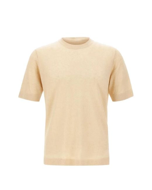 FILIPPO DE LAURENTIIS Natural T-Shirt Côtelé À Manches Courtes for men