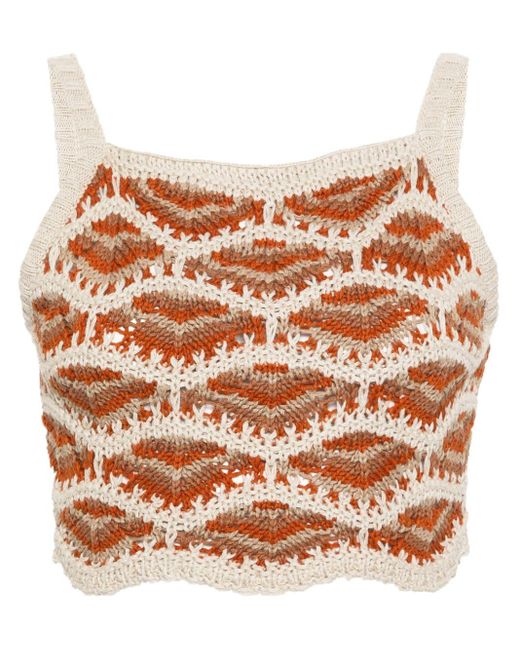 Alanui Brown Haua Mahal Crochet-knit Top