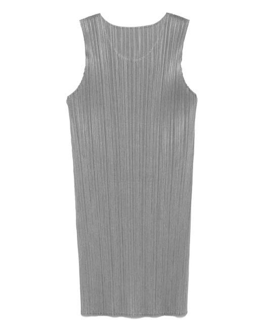 Pleats Please Issey Miyake Gray Tubino Abito Corto S/M