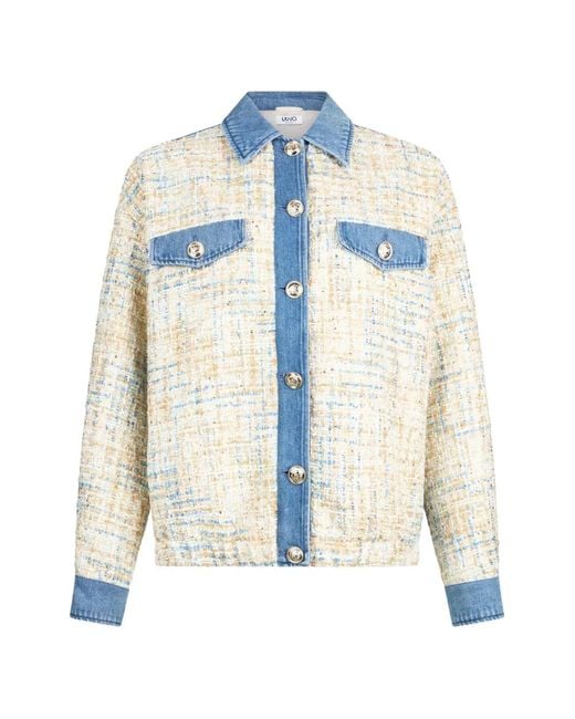 Liu Jo Blue Bouclé-Texture Jacket