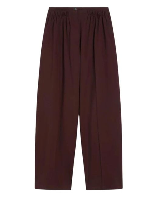Sportmax Purple Double-Belt Wide-Leg Trousers