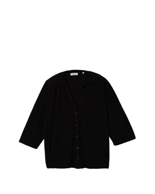 Marc O' Polo Black Button-Up Slub-Texture Cardigan