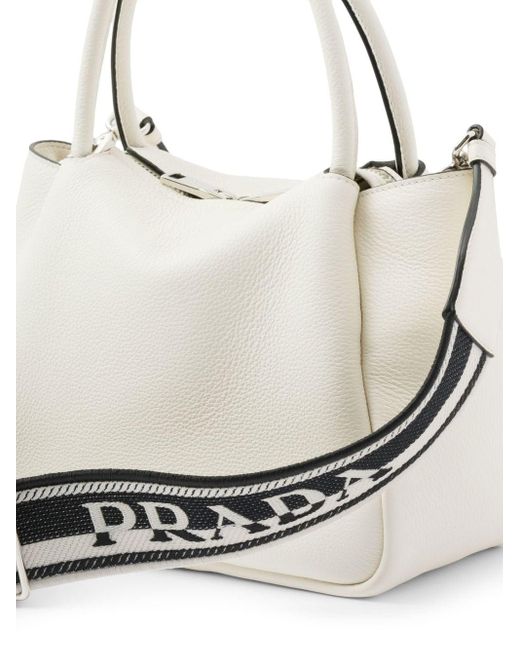Bolso shopper pequeño con logo de Prada de color Blanco | Lyst