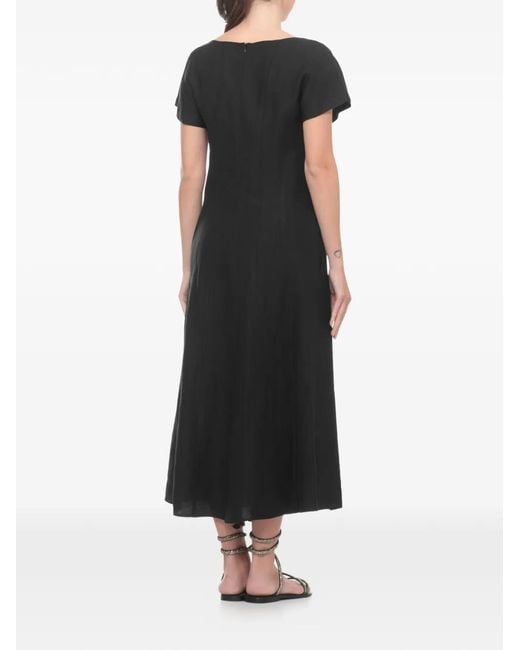 Antonelli Black Matilde Panelled Short-Sleeve Dress