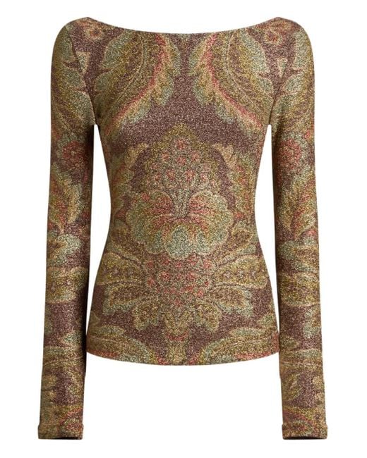 Etro Brown Oberteil im Glitter-Look