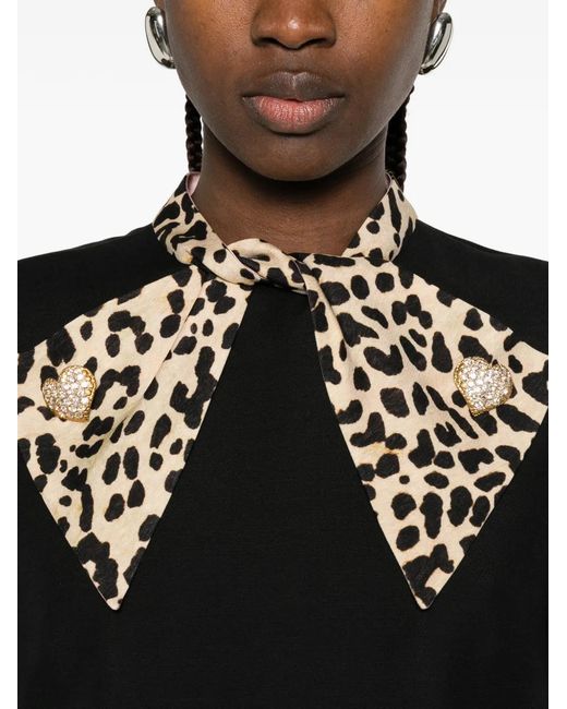 Valentino Garavani Black Leopard-Bow Mini Dress