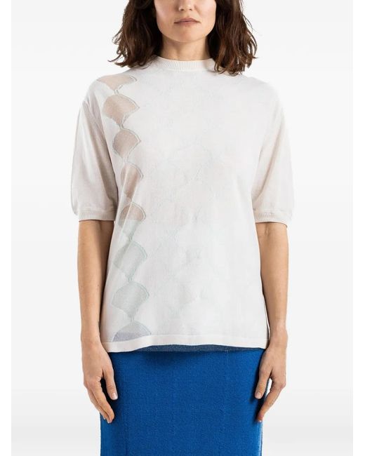 Bielo White Seashell Argyle Jacquard T-Shirt