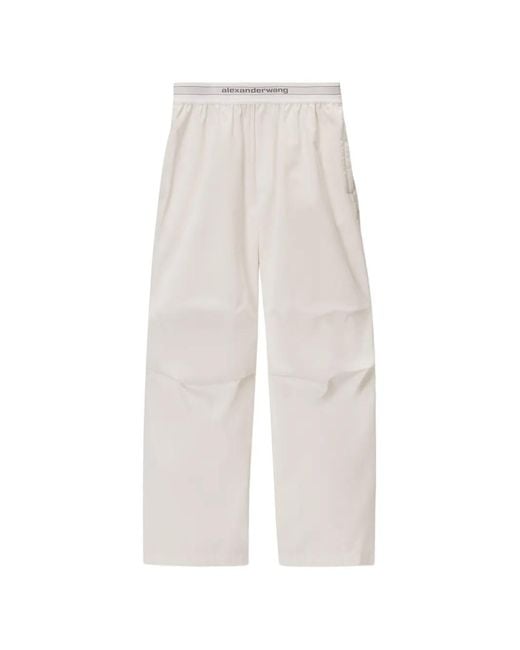 Alexander Wang White Logo-Waistband Wide-Leg Trousers